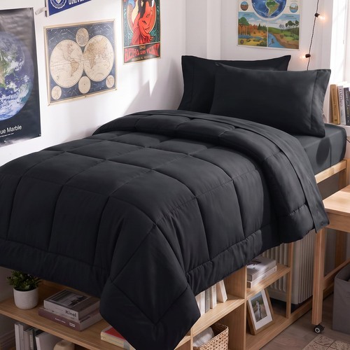 Twin comforter set black - black,